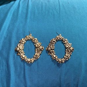 Regal Rose flower wreath earrings